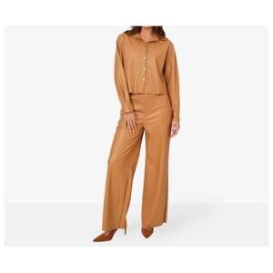 NEW ASTRID faux leather pull-on pants in camel